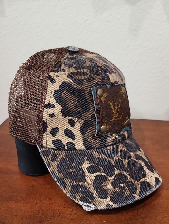 Upcycled Luxury leopard Ballcap Hat display picture 2